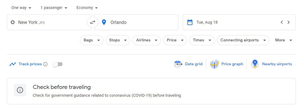How to track flights on Google flights